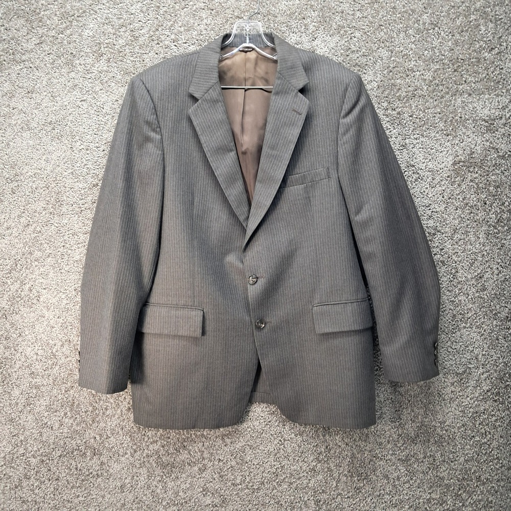 Botany 500 Yale-Genton Mens Grey Pinstripe Two Button Blazer Sport Coat 44R